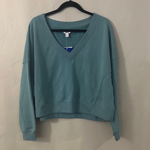 Target Tops - JoyLab Women's French Terry V-Neck Sweatshirt, X-Large - Teal Green